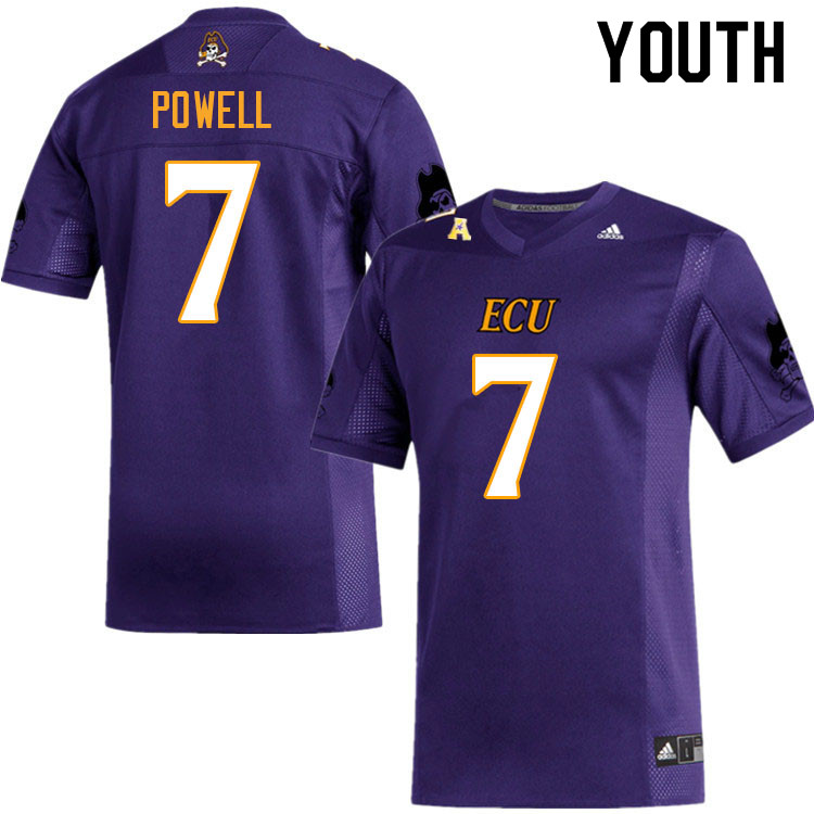 Youth #7 Juan Powell ECU Pirates College Football Jerseys Sale-Purple